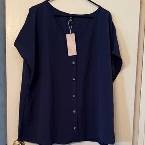 Classic Navy Button-Down Women's Shirt